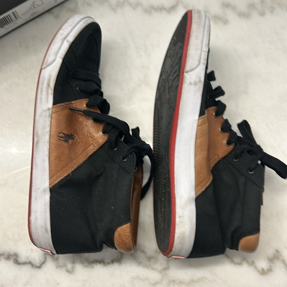 Mens Polo Ralph Lauren Jamaal Size 10D Canvas Smooth Pull Up Shoes - Picture 4 of 8